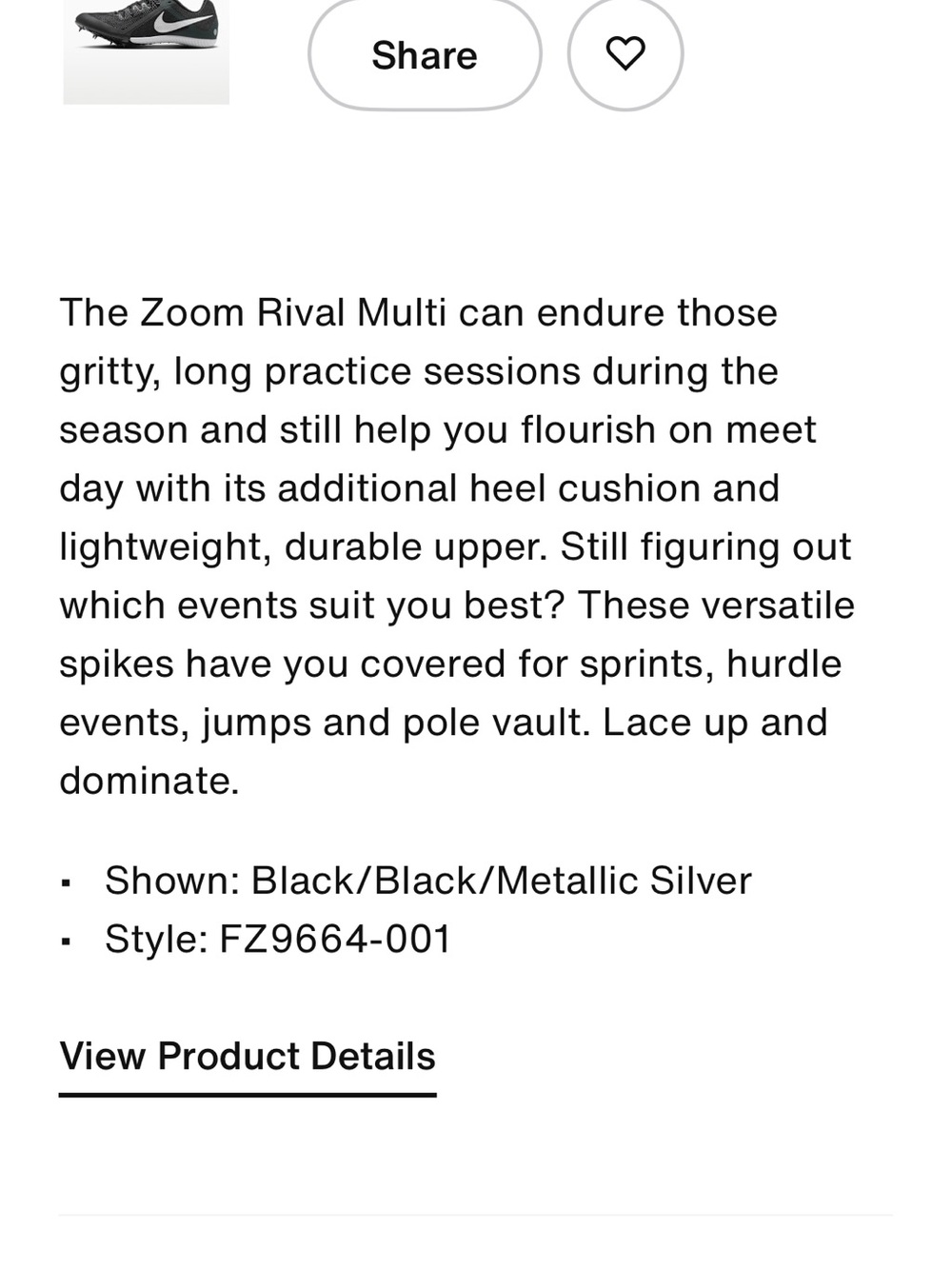 Men’s Nike Zoom Rival Track & Field Multi-Event Spikes w Shoebag, Spikes & Tool - Picture 12 of 16